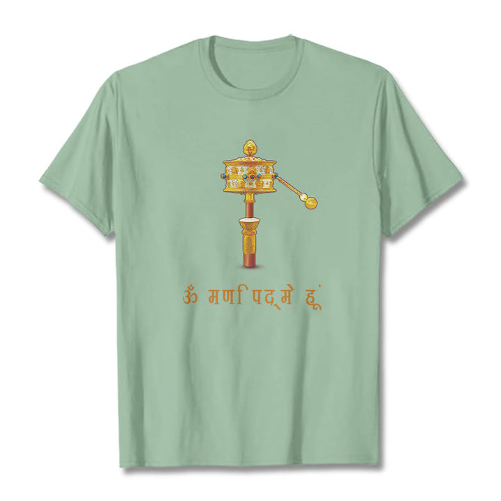 Buddha Stonesサンスクリット語 OM NAMAH SHIVAYA祈祷ホイールTシャツ Tシャツ - ペールグリーン - 2XL - image 16