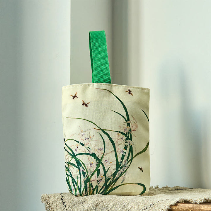 Buddha Stonesオーキッドビー キャンバスハンドバッグ