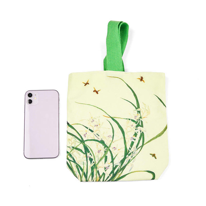 Buddha Stonesオーキッドビー キャンバスハンドバッグ