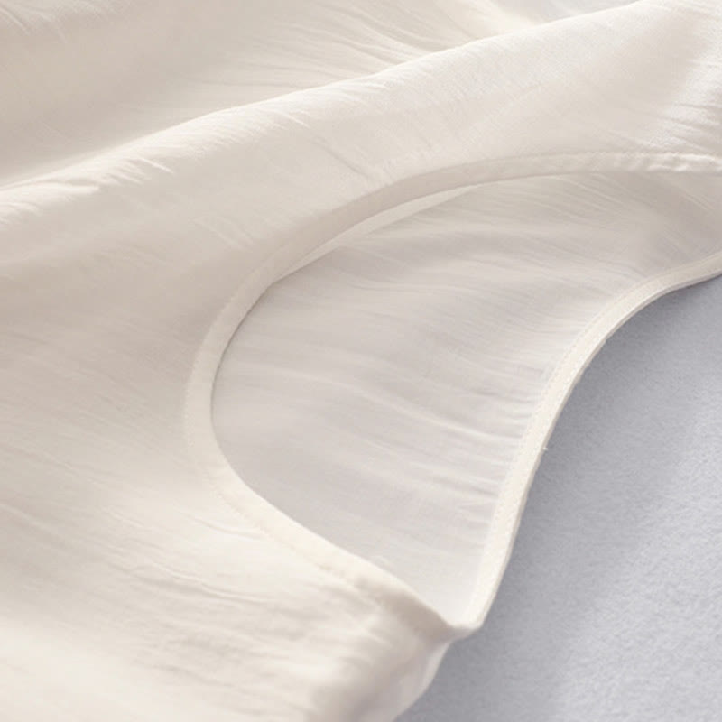 Buddha Stones無地刺繍半袖コットンミディドレス - image 7