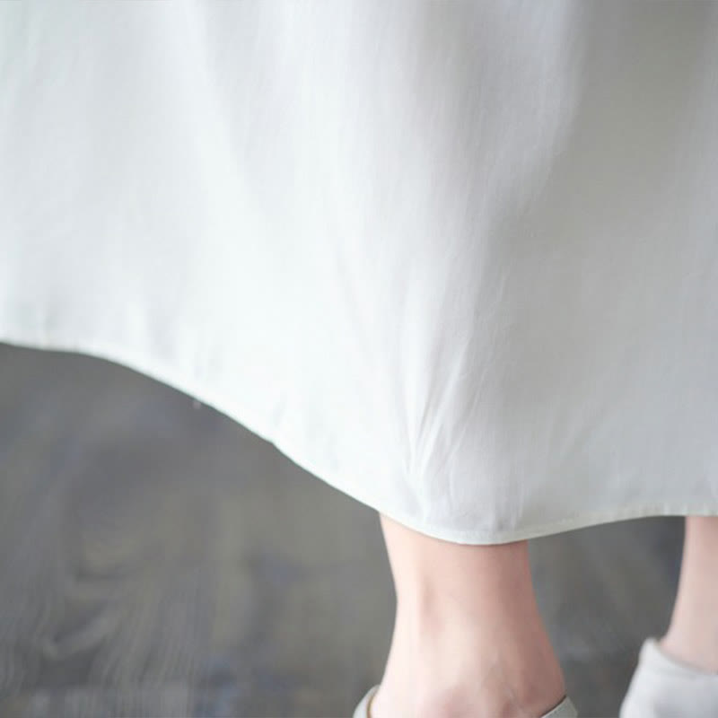 Buddha Stones刺繍入りノッチラッフルヘムミディドレス(ポケット付き) - image 10