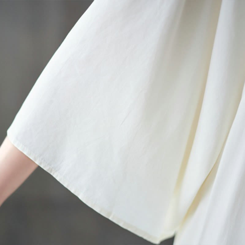 Buddha Stones刺繍入りノッチラッフルヘムミディドレス(ポケット付き) - image 8