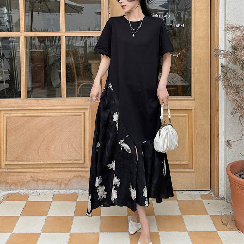 Buddha Stonesカジュアルフラワージャカード半袖Tシャツ ミディドレス - image 6