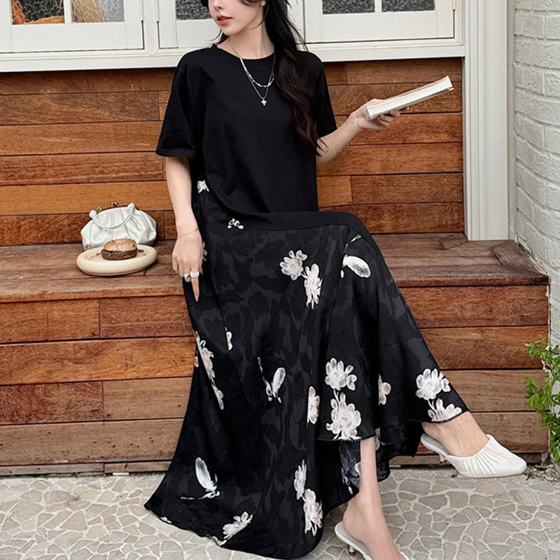 Buddha Stonesカジュアルフラワージャカード半袖Tシャツ ミディドレス - 3XL( US12、 UK/AU16、EU44に適合) - image 0