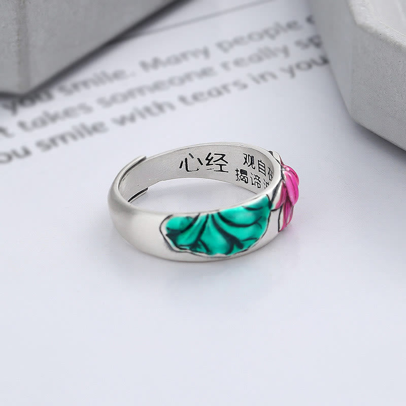 Buddha Stones925スターリングシルバー 蓮の花 般若心経 悟りのリング - image 3