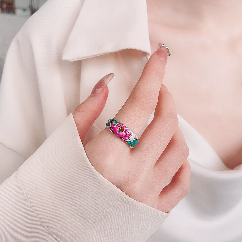 Buddha Stones925スターリングシルバー 蓮の花 般若心経 悟りのリング - image 4