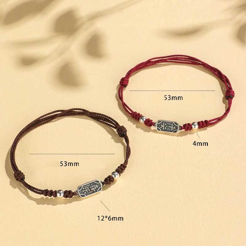 Buddha Stonesハンドメイド 925 スターリングシルバー 平和と喜び 安全と幸福の守り 編み込みブレスレット