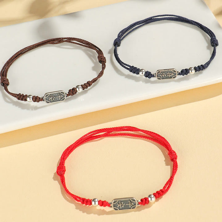 Buddha Stonesハンドメイド 925 スターリングシルバー 平和と喜び 安全と幸福の守り 編み込みブレスレット