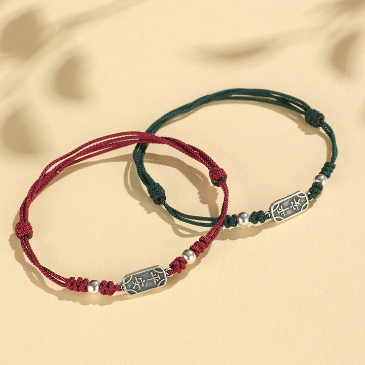 Buddha Stonesハンドメイド 925 スターリングシルバー 平和と喜び 安全と幸福の守り 編み込みブレスレット