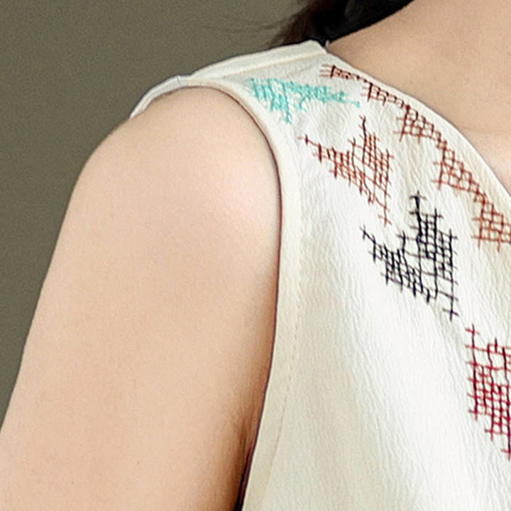 Buddha Stonesレトロ刺繍 Vネック タッセル タンクトップ - image 6