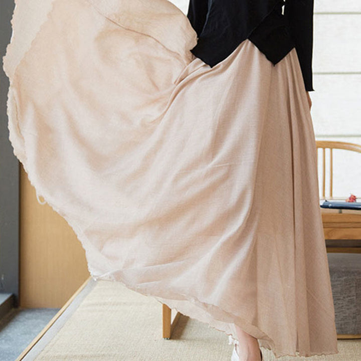 Buddha Stones無地 伸縮性 ハイウエスト リネン スカート - image 32