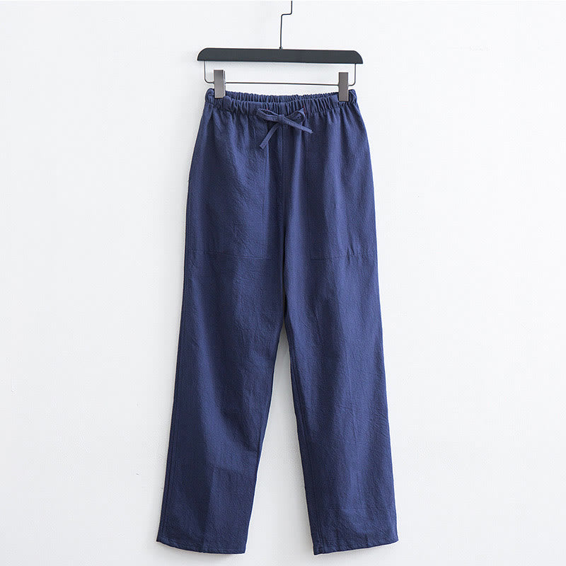 Buddha Stonesメンズ 無地 コットンリネン カジュアル ドローストリング パンツ ポケット付き - スティールブルー - US/UK/AU44、 EU54 (4XL)  - image 13