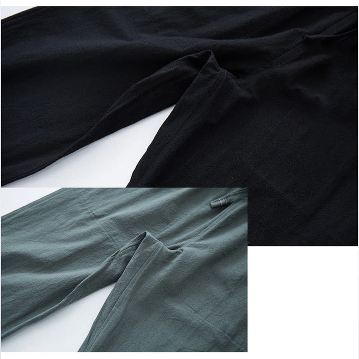 Buddha Stonesメンズ 無地 コットンリネン カジュアル ドローストリング パンツ ポケット付き - image 8