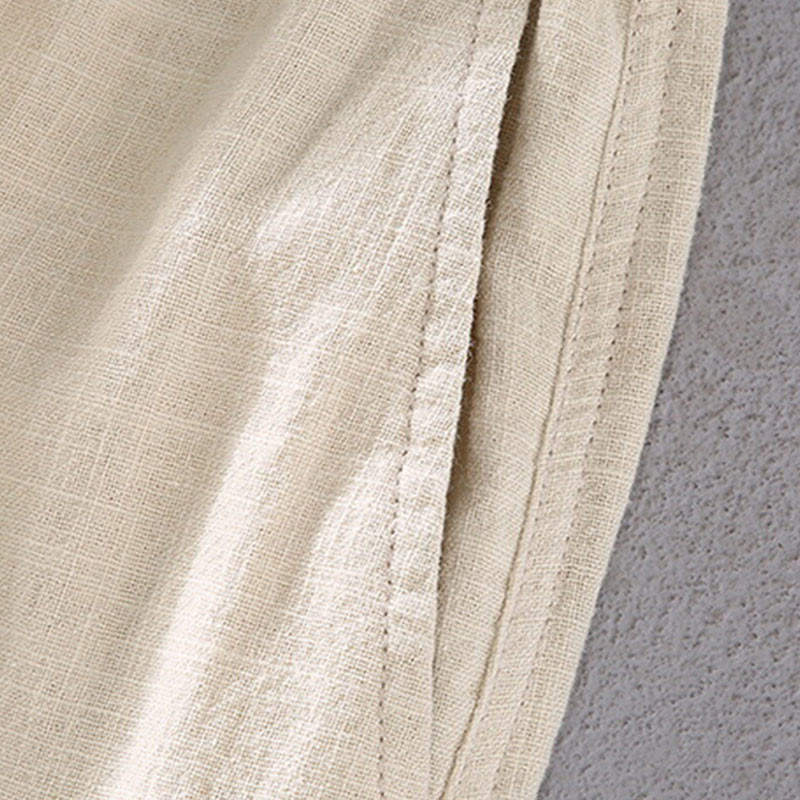 Buddha Stonesメンズ 無地 ラミー リネン ドローストリング クロップドパンツ ポケット付き - image 4