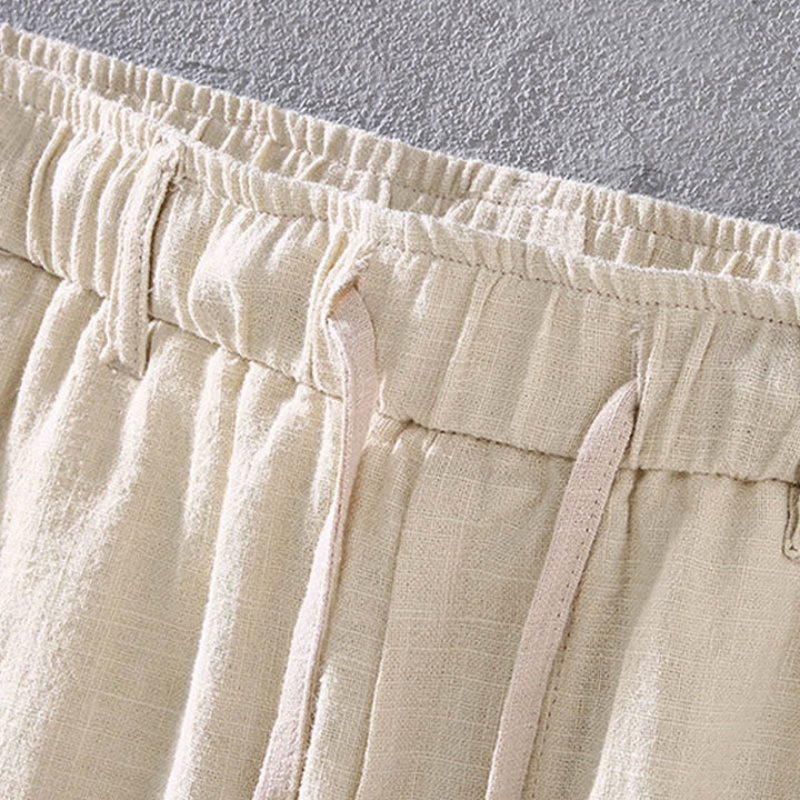 Buddha Stonesメンズ 無地 ラミー リネン ドローストリング クロップドパンツ ポケット付き - image 3