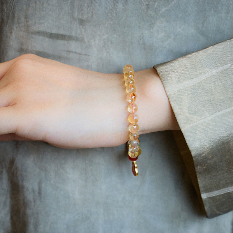 Buddha Stones天然シトリンレッドアゲートグリーンカルセドニー保護ブレスレット