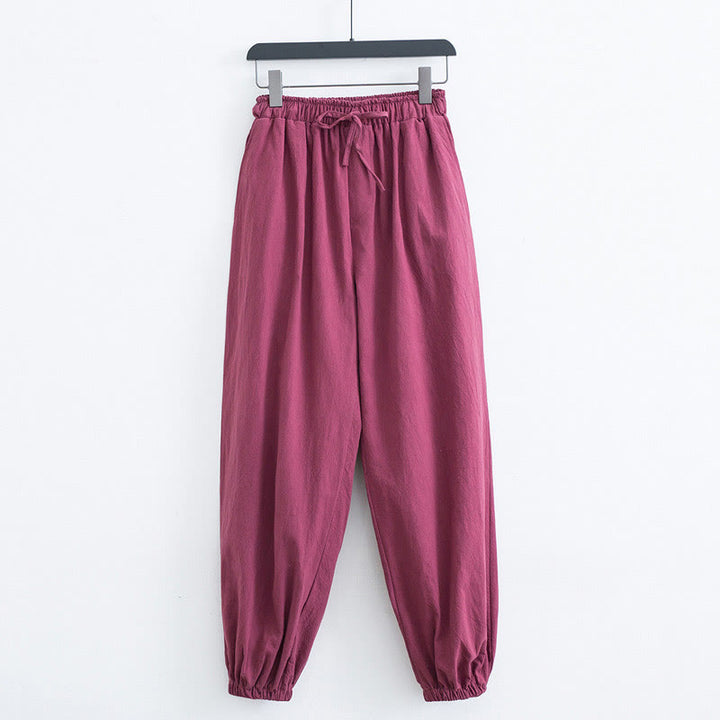 Buddha Stones無地コットンリネンカジュアルメンズハーレムパンツ(ポケット付き) - ライトコーラル - US/UK/AU44、 EU54 (4XL) - image 11