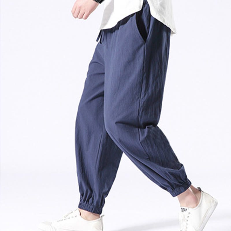 Buddha Stones無地コットンリネンカジュアルメンズハーレムパンツ(ポケット付き) - image 10