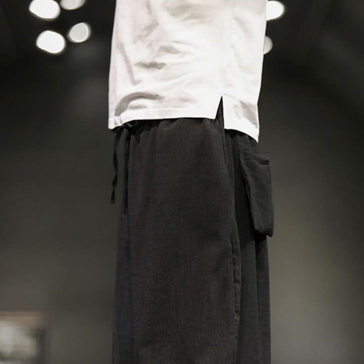 Buddha Stonesサマーソリッドメンズコットンリネンクロップドパンツ(ポケット付き) - image 33