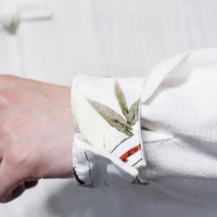 Buddha Stones中国風 カエルボタン 唐装 竹の葉 長袖シャツ コットンリネン メンズジャケット - image 5