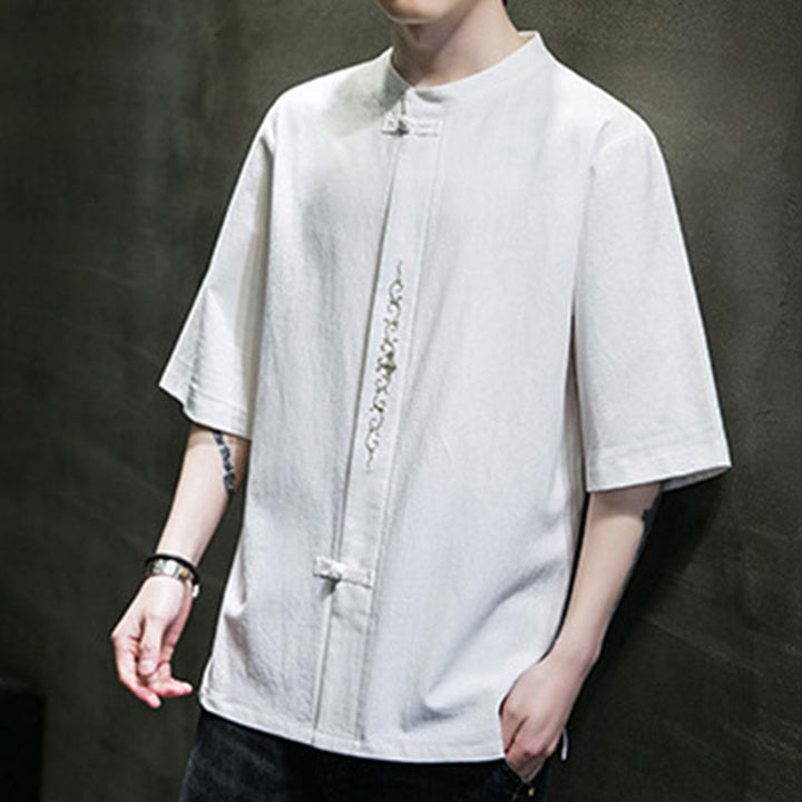 Buddha Stones無地 カエルボタン 刺繍 メンズ 半袖 コットンシャツ - image 20