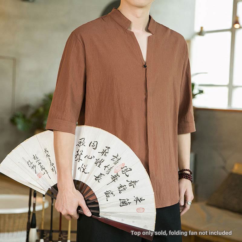 Buddha Stonesサマー メンズ ハーフスリーブ ボタン コットンシャツ - image 15