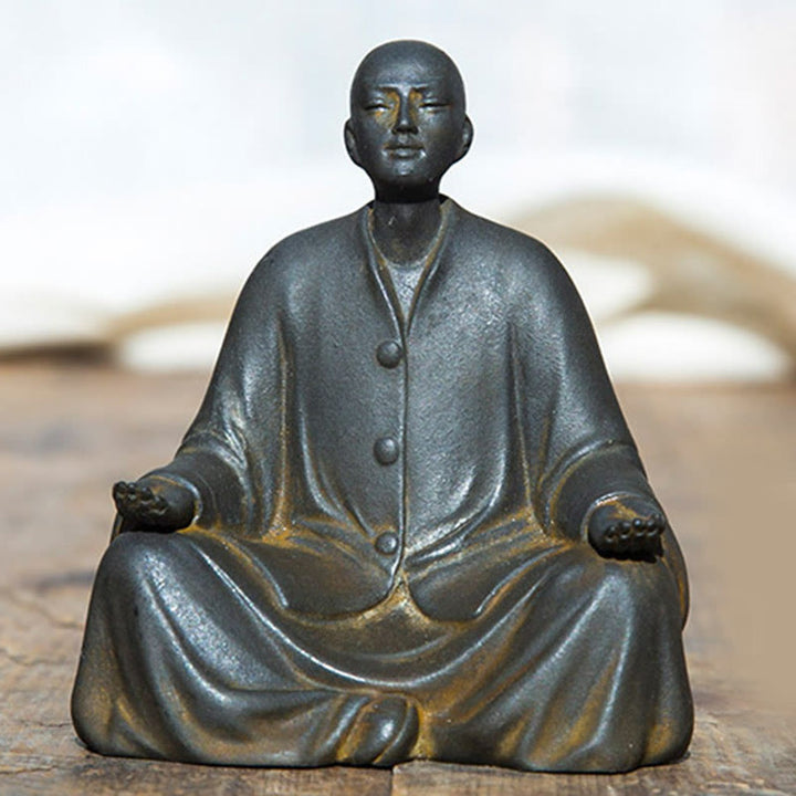 Buddha Stones祈り 僧侶 鉄粉 錆 鋳造 樹脂 像 室内装飾