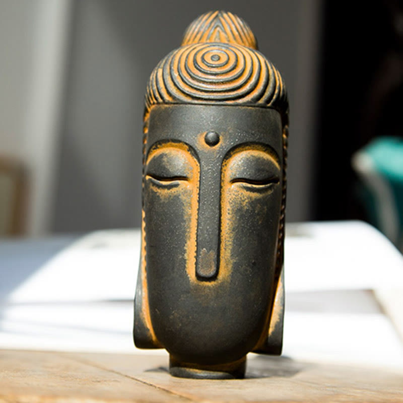 Buddha Stones目を閉じて瞑想する仏像 鉄粉錆鋳造樹脂像 室内装飾