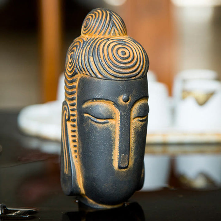 Buddha Stones目を閉じて瞑想する仏像 鉄粉錆鋳造樹脂像 室内装飾