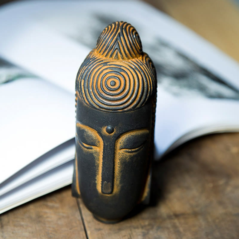 Buddha Stones目を閉じて瞑想する仏像 鉄粉錆鋳造樹脂像 室内装飾