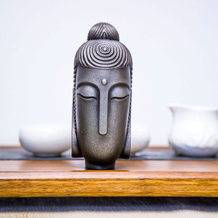 Buddha Stones目を閉じて瞑想する仏像 鉄粉錆鋳造樹脂像 室内装飾