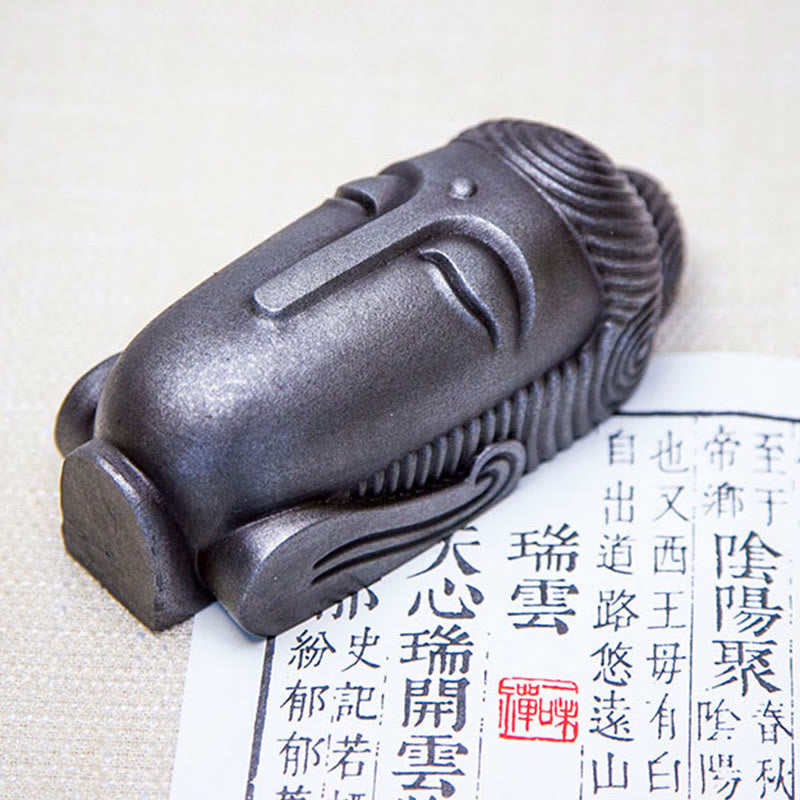 Buddha Stones目を閉じて瞑想する仏像 鉄粉錆鋳造樹脂像 室内装飾