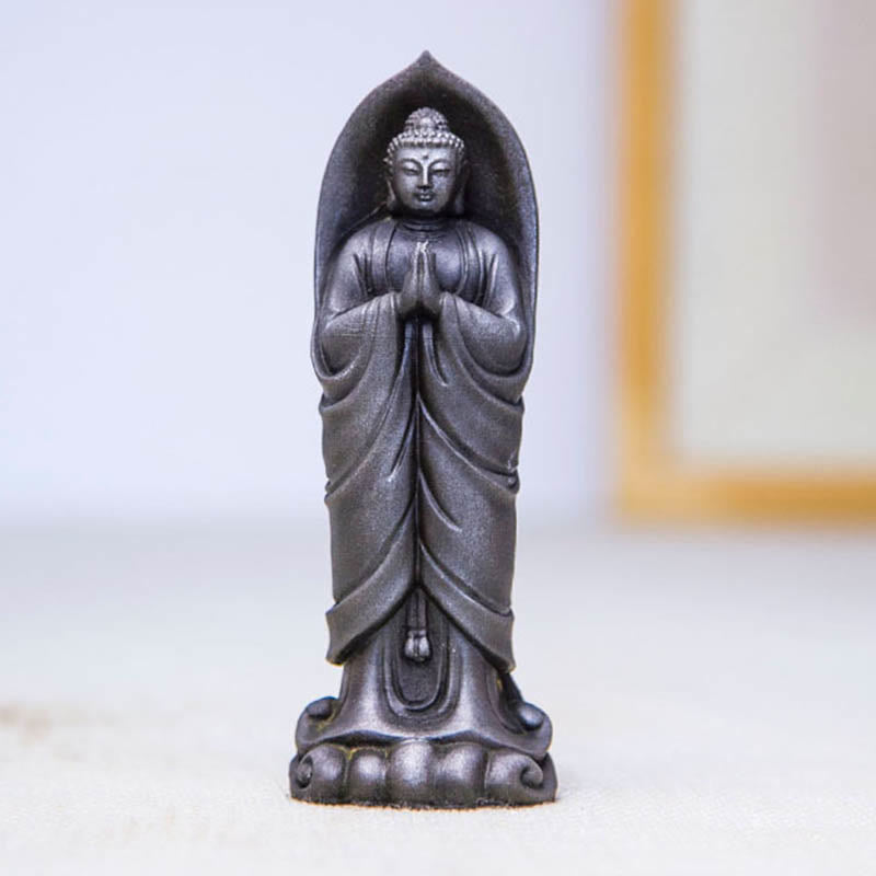 Buddha Stones手作り釈迦牟尼仏ナマステ鉄粉錆びたキャスト樹脂像の装飾