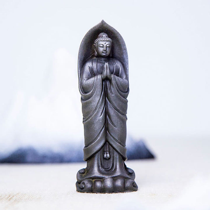 Buddha Stones手作り釈迦牟尼仏ナマステ鉄粉錆びたキャスト樹脂像の装飾