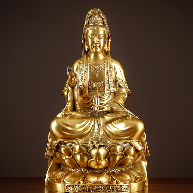 Buddha Stones観音菩薩 富の真鍮銅像 家庭用デスク装飾