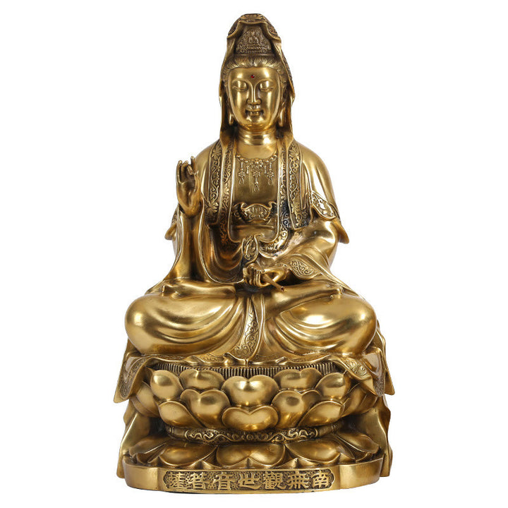 Buddha Stones観音菩薩 富の真鍮銅像 家庭用デスク装飾