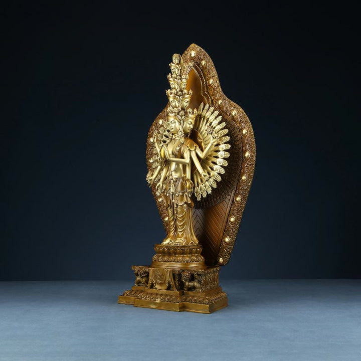 Buddha Stones手作り 千手観音 観音菩薩 富貴 真鍮 銅像 装飾