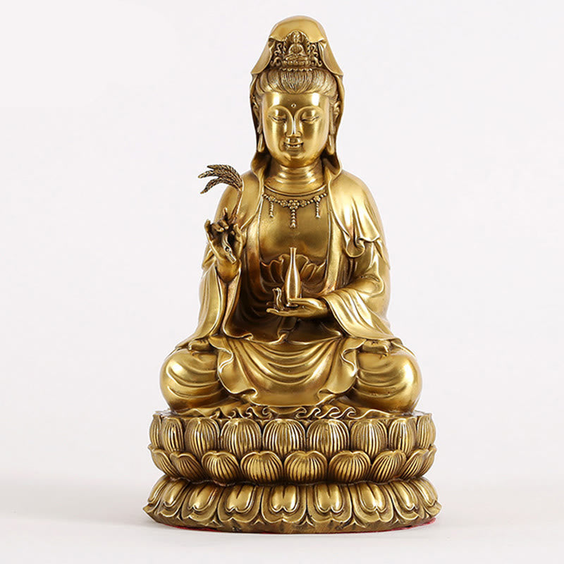 Buddha Stones観音菩薩 柳の瓶を持つ ハーモニー 真鍮銅像 室内装飾
