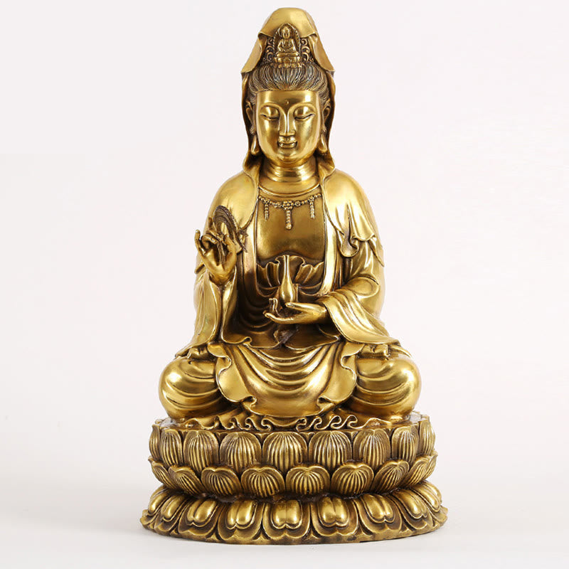 Buddha Stones観音菩薩 柳の瓶を持つ ハーモニー 真鍮銅像 室内装飾