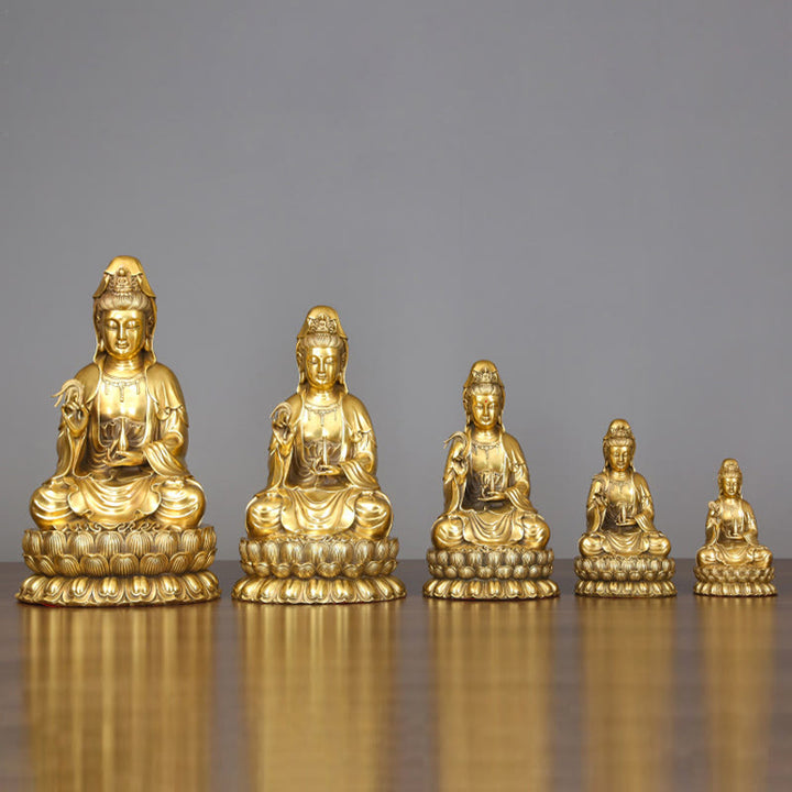 Buddha Stones観音菩薩 柳の瓶を持つ ハーモニー 真鍮銅像 室内装飾