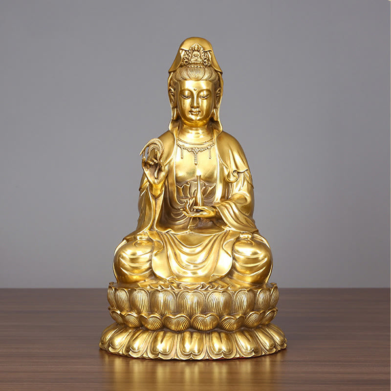 Buddha Stones観音菩薩 柳の瓶を持つ ハーモニー 真鍮銅像 室内装飾