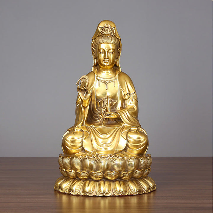 Buddha Stones観音菩薩 柳の瓶を持つ ハーモニー 真鍮銅像 室内装飾