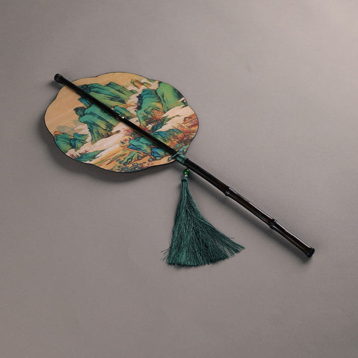 Buddha Stones手作り竹千里山河川長柄携帯扇風機