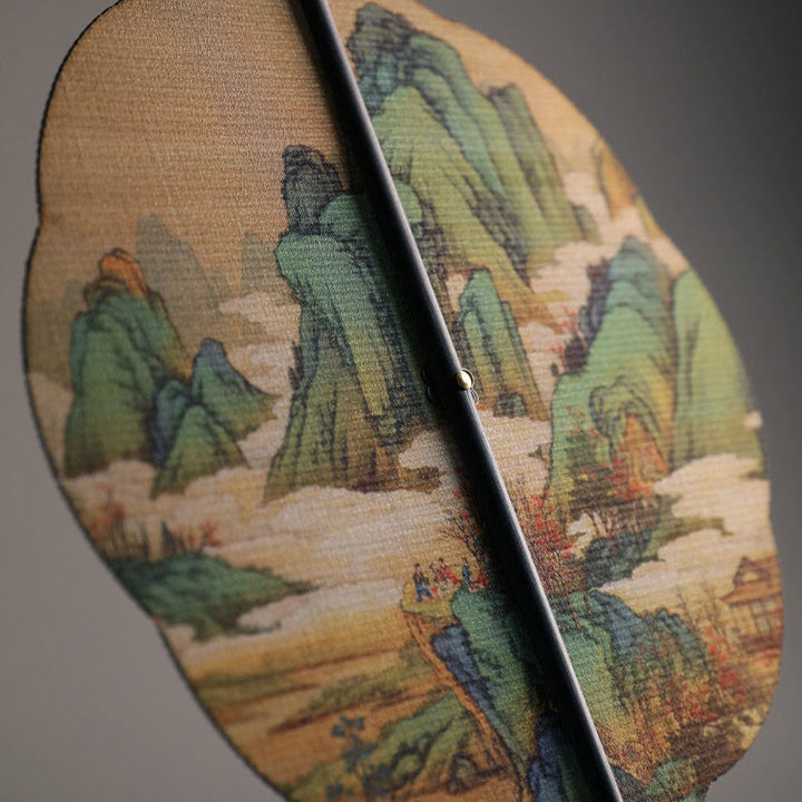 Buddha Stones手作り竹千里山河川長柄携帯扇風機