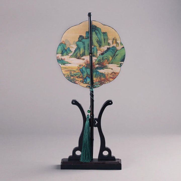 Buddha Stones手作り竹千里山河川長柄携帯扇風機