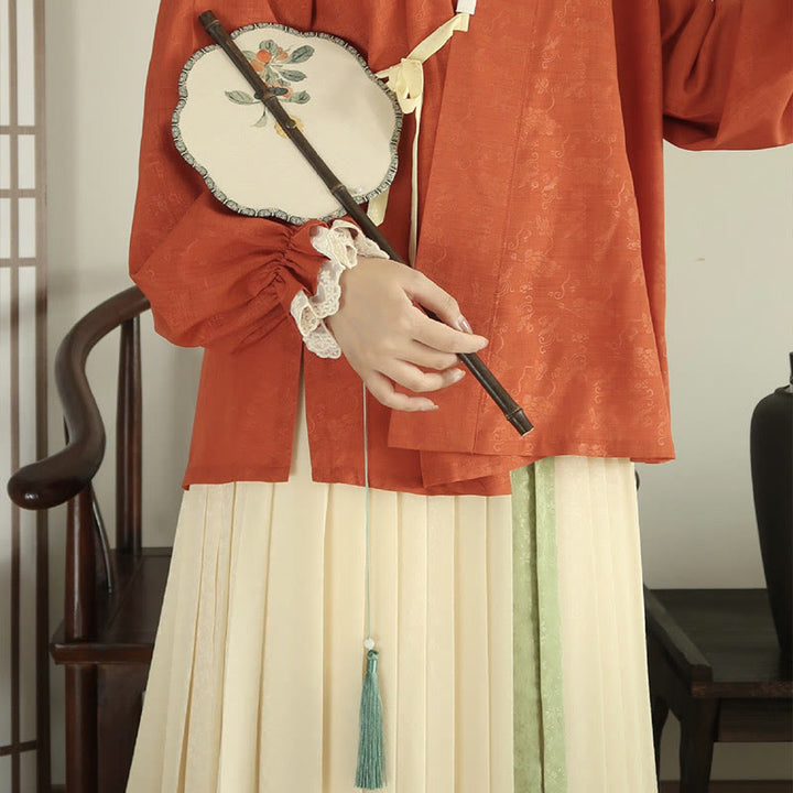 Buddha Stones手作り 桜 竹葉 ブドウ柄 長い紫竹ハンドル 携帯用 巻き上げ扇風機