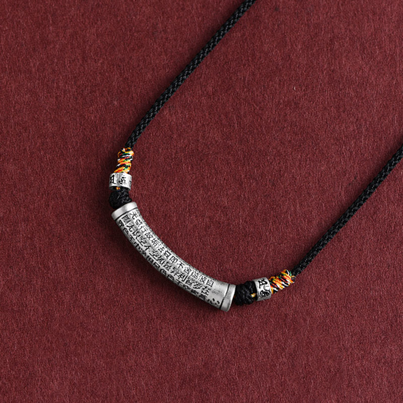 Buddha Stones999スターリングシルバー 六芒般若心経 ネックレスペンダント - 黒(六諦般若心経) - image 1