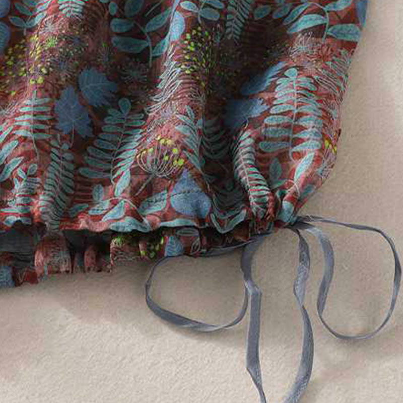 Buddha Stones夏 レディース ブルー リーフ 植物 ポケット付きパンツ - image 7