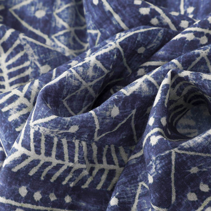 Buddha Stonesブルーストライププリント コットンリネン ワイドレッグパンツ ポケット付き - image 8