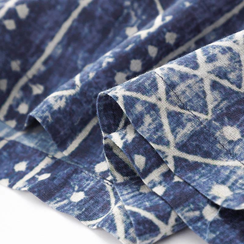 Buddha Stonesブルーストライププリント コットンリネン ワイドレッグパンツ ポケット付き - image 10